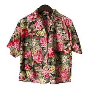 Vintage 90’s Gap Boxy Button Up Floral Short Sleeve Top size large